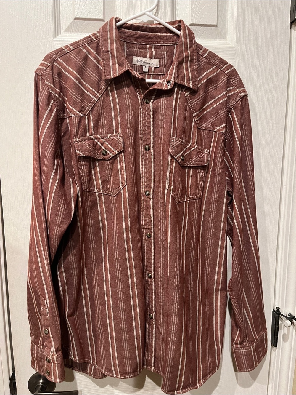 Blue Ranchwear Men's Brown Striped Button-Up Shirt